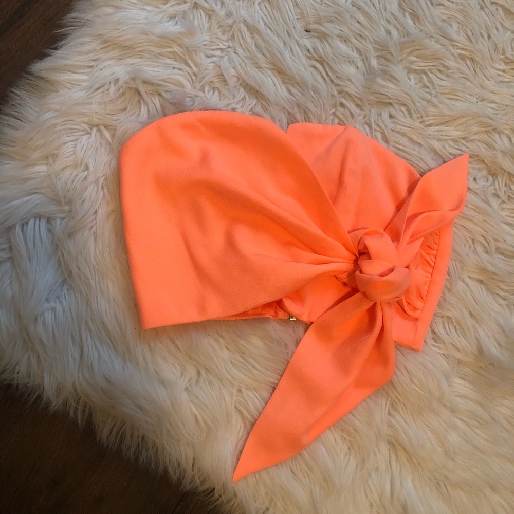 Orange tie crop top